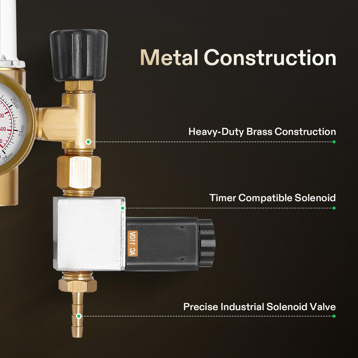 VIVOSUN Hydroponics CO2 Regulator System with Solenoid Valve Flowmeter