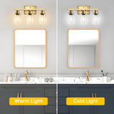 Ascher Bathroom Vanity Light Fixtures, 3 Light Wall Sconces Lighting with Clear Glass Shade, Gold Wall Lights for Mirror, Kitchen, Living Room, Gallery, E26 Base (Bulbs Not Included)