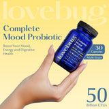 LoveBug Complete Mood Probiotics for Women - 50 Billion CFU, 10 Clinically Studied Strains, Lactobacillus Bifidobacterium Probiotic with Ashwagandha Digestive Health, Mood Support Supplement, 30 Count