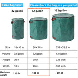 Pilntons 3 Pack 72 Gallons Reusable Yard Waste Bags with Lid Extra Large Lawn Leaf Bags Heavy Duty with 4 Handles Garden Waste Bags Container for Clean Up Outdoor Debris Leaves Grass Clippings