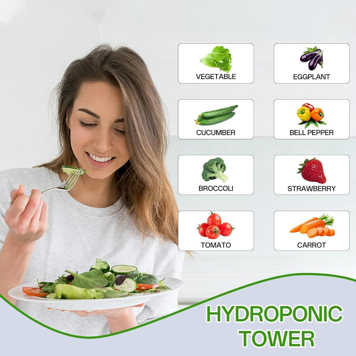 Hydroponic Tower, 14-Layer Hydroponics Growing System Kit with 70 Slots, Vertical Garden System with 20L Water Tank and Pump for Indoor Outdoor Home, Balcony & Patio