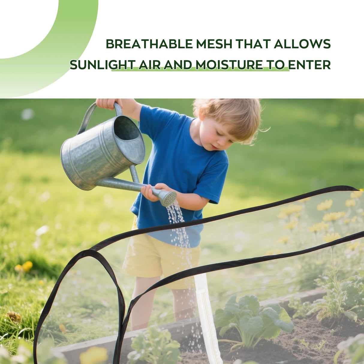 2Pack 45''x22''x18'' Pop Up Raised Garden Bed Cover -Instant Plant Protection Against Bird, Pests & Squirrel，Plant Net Cover for Raised Bed with Zipper Door for Protecting Vegetable Row