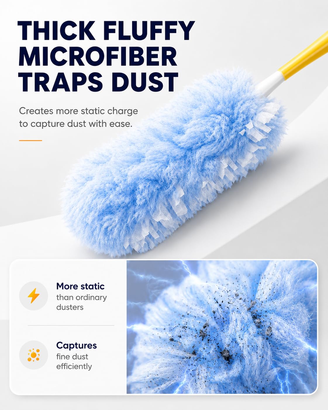 20 Count 360° Duster Refills with 1 Handle,Compatible with Swiffer Duster