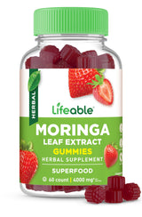 Lifeable Moringa Gummies for Adults | 4000mg Moringa Extract | Great Tasting Moringa Supplement | Antioxidant Superfood for Men Women | 60 Gummies