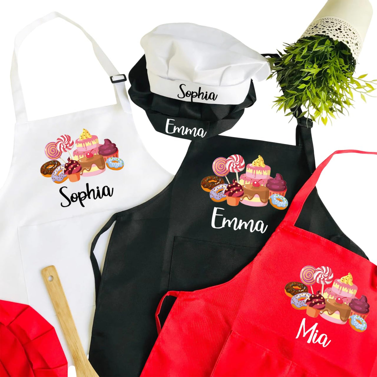 7th Hill Personalized Kids Apron for Cooking, Custom Kid Apron with Chef Hat, Toddler Cooking Apron for Girls and Boys, Baking & Painting Apron, Christmas Gift For Children