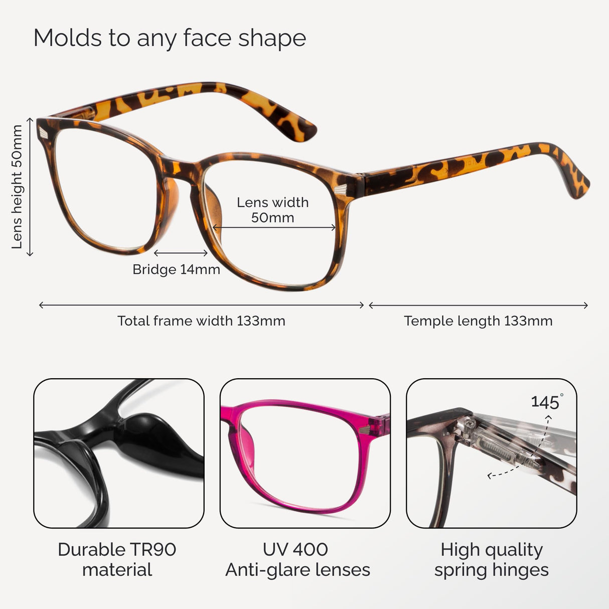 CCVOO Reading Glasses for Women/Men, Eyeglasses, Blue Light Readers for Women/Men, Computer Eye Glasses, Cheaters