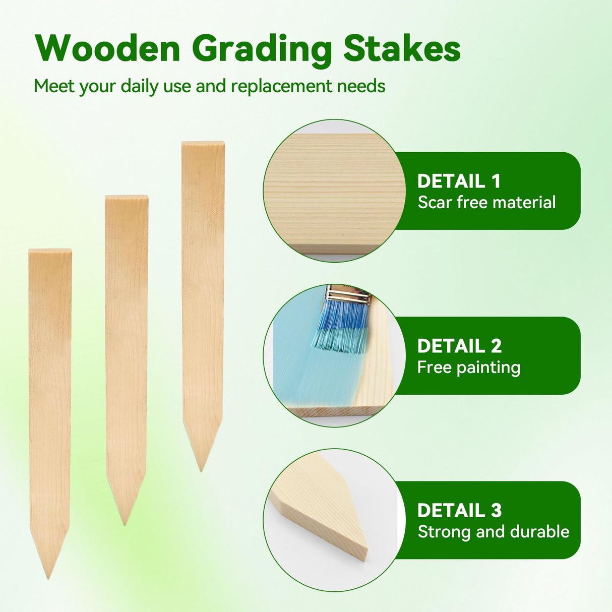 20 Pieces Wooden Garden Stakes 12 Inch Grade and Survey Stakes Wooden Garden and Sign Posts for Plant Support Silt Fence Yard Farm Survey Boundaries Baselines
