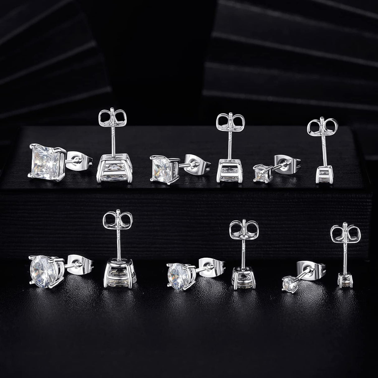MDFUN Stud Earrings for Men Women 925 Sterling Silver Post Earring