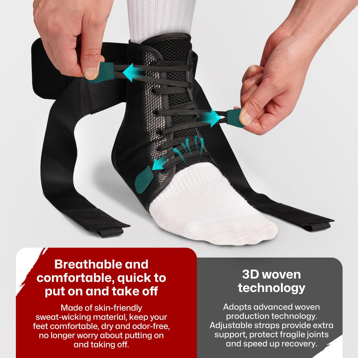 Gviipk Quick Lace Up Ankle Brace Support for Sprained Ankle Wrap, Plantar Fasciitis Relief and Achilles Tendonitis Wrap, Foot Brace Ankle Stabilizer for Men & Women - L