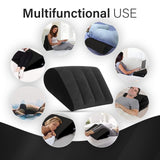 Portable Wedge Pillow Inflatable Cushion - Body Positioners Lightweight Wedge Pillow for Sleeping, Leg Elevation, Use in Bed, Travel, Camping, Fast Inflating Deflation (Black)