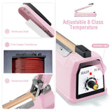 METRONIC Impulse Sealer 16 inch, Manual Heat Sealer Machine for Plastic Bags, Shrink Wrap Bag Sealers Heavy Duty Sealing Machine with Repair Kit (Pink)