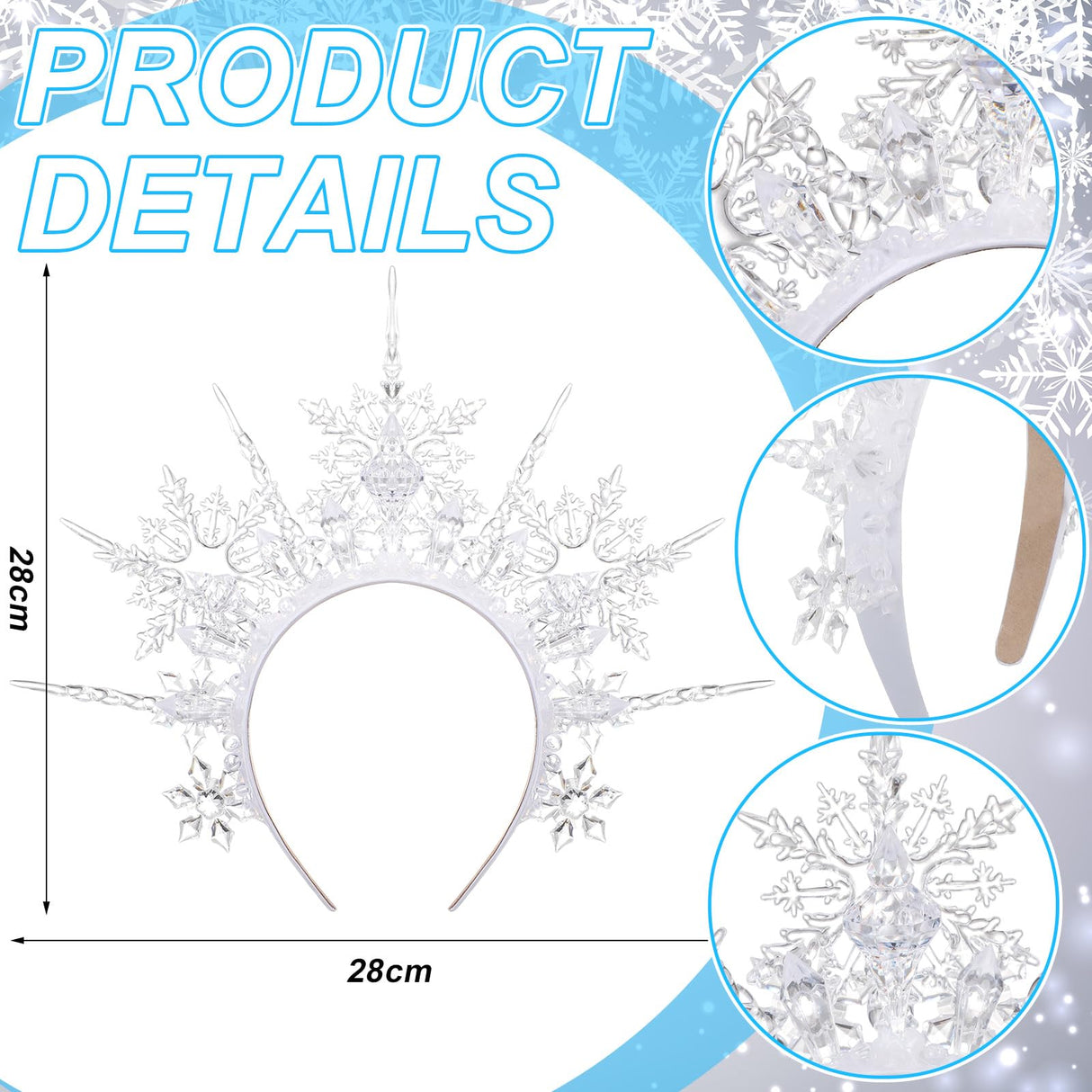 Suncalla Christmas Halloween Queen Crown Winter Snowflake Crystal Headband for Halloween Crowns Bride Women Quinceanera Headpieces Prom Party Princess Dress up Costume Hair Accessories