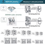 MDFUN Stud Earrings for Men Women 925 Sterling Silver Post Earring