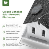 MrCrafts Solar Bird Feeder - Hanging Metal Bird House Feeder with Solar Lights, Outdoor Solar Lantern, Garden Decor for Outside, Unique Gifts for Mom, Grandma, Christmas