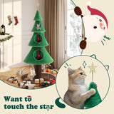 Allewie 63 Inches Cat Tree for Indoor Kitty/Tower with 3 Condos/ 5ft Christmas Tree Party Decoration/Activity Center Play House and Beds/Green