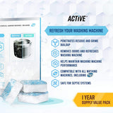 Washer Dishwasher Disposal & Coffee Cleaner Tablets - 96 Tabs Includes ACTIVE Washing Machine Cleaner, Dishwasher, Disposer, Coffee Maker Descale Tabs - Deep Clean & Refresh Appliance - 1 Year Supply