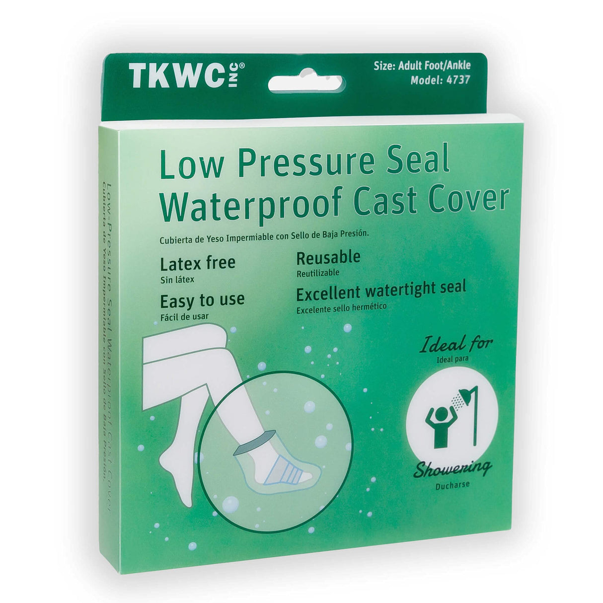TKWC INC Water Proof Leg Cast Cover for Shower - Watertight Foot Protector (Foot & Ankle (Soft))