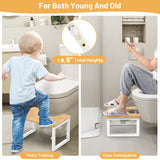 Bamboo Toilet Stool Foldable, 7 in, 8 in Or 9 in Adjustable Height Squat Stool Potty for Adults Kids, Sturdy Poop Step Stool for Bathroom, Improve Squatting Posture, Non-Slip,500 lbs Capability