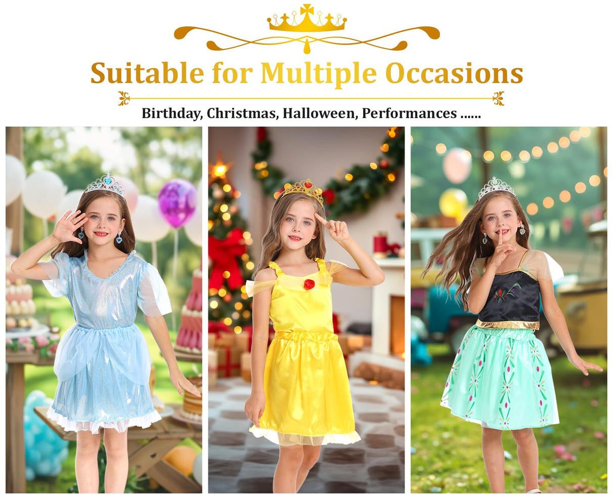 LIMIROLER 18 Pcs Princess Dress Up Clothes for Little Girl Role Play Costume Gift Set, Princess Dress Up Toys for Toddler Girls, Birthday Christmas Party Gifts for Girls Aged 3-6 Years Old