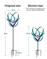 Cyan Oasis 82 inch Wind Spinners Outdoor - Extra Large Outdoor Metal Wind Sculptures Spinners with Solar Light, Windmills for The Yard Garden, Yard Art Garden Lawn Decor - Peacock Blue