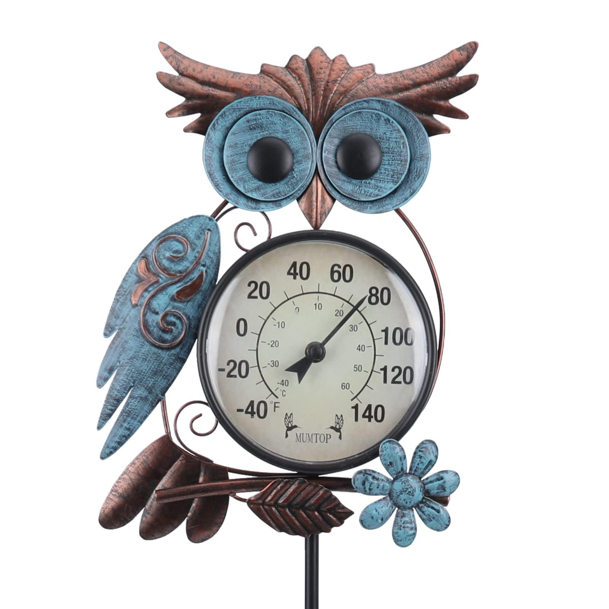 MUMTOP Outdoor Thermometer, Owl Outside Decor for Patio, Yard and Garden