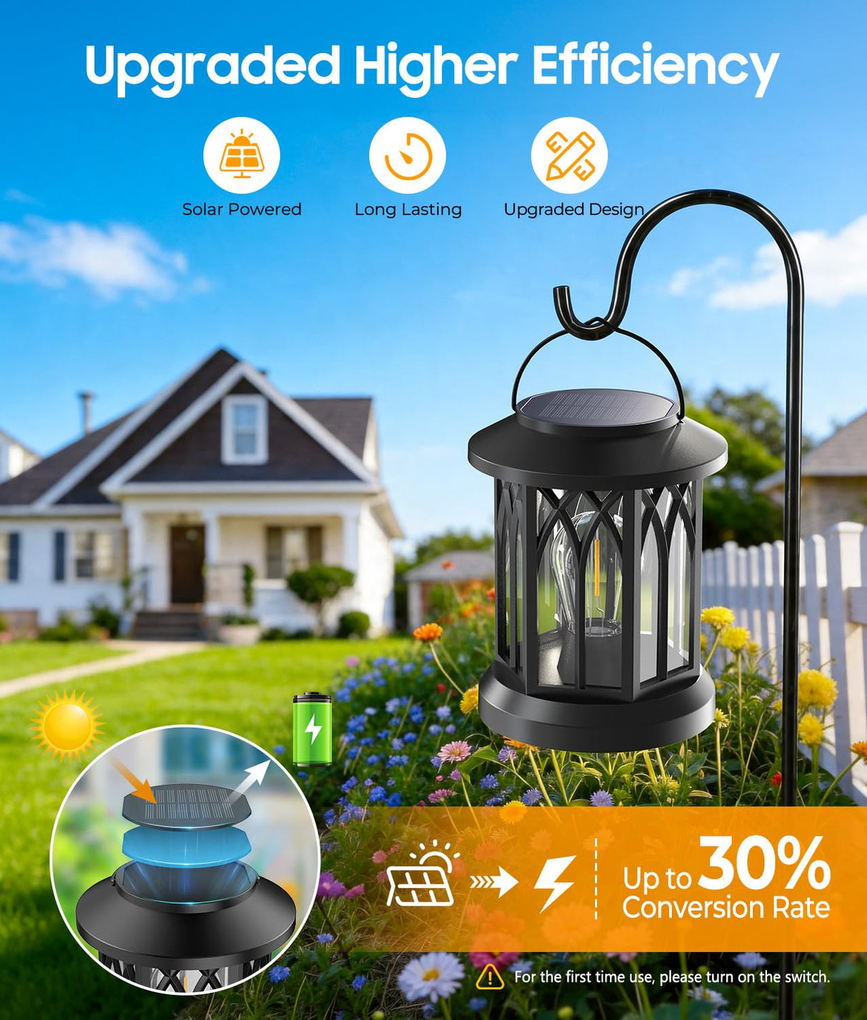 TuyLuxe Solar Lantern Outdoor Lights with Wall Mount Kit, 2 Pack Upgraded Solar Lanterns Outdoor Waterproof, Hanging Solar Lights for Outside Decorative Yard Patio Path Porch Garden Decor