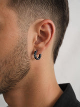ChicSilver 925 Sterling Silver Black Hoop Earrings Celtic Knot Men Earring