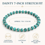 Sheplus 925 Sterling Silver Genuine Turquoise Rosary Beaded Bracelet,Minimalist Real Southwestern Stretch Summer Jewelry for Women Ladies Wife Wife Girlfriend Sister