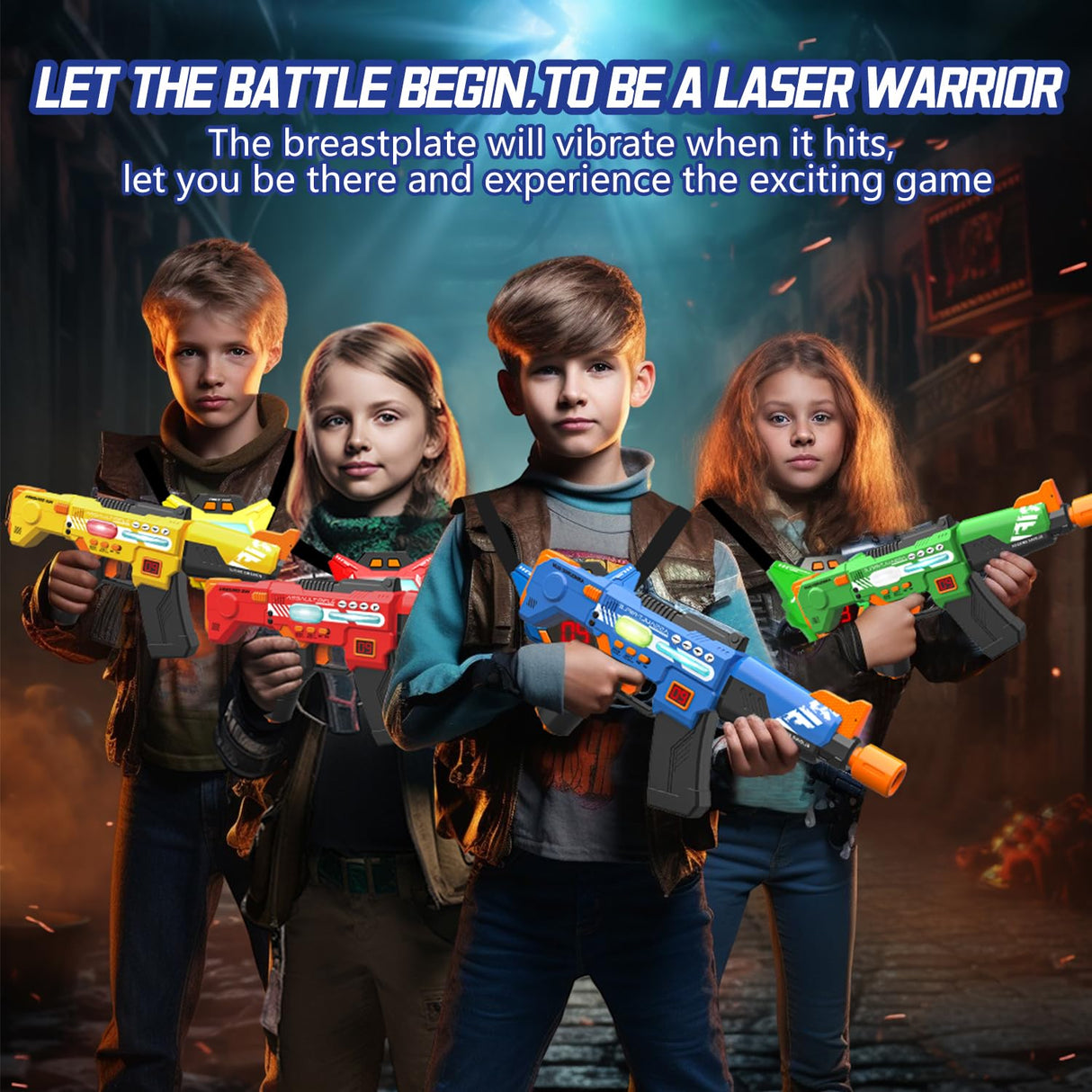 inodoo Rechargeable Laser Tag Guns Set of 4 with LED Digital Multi-Functional Vests Birthday Gifts Toys for Kids Boys Girls 8 9 10 11 12+ Years Old Christmas