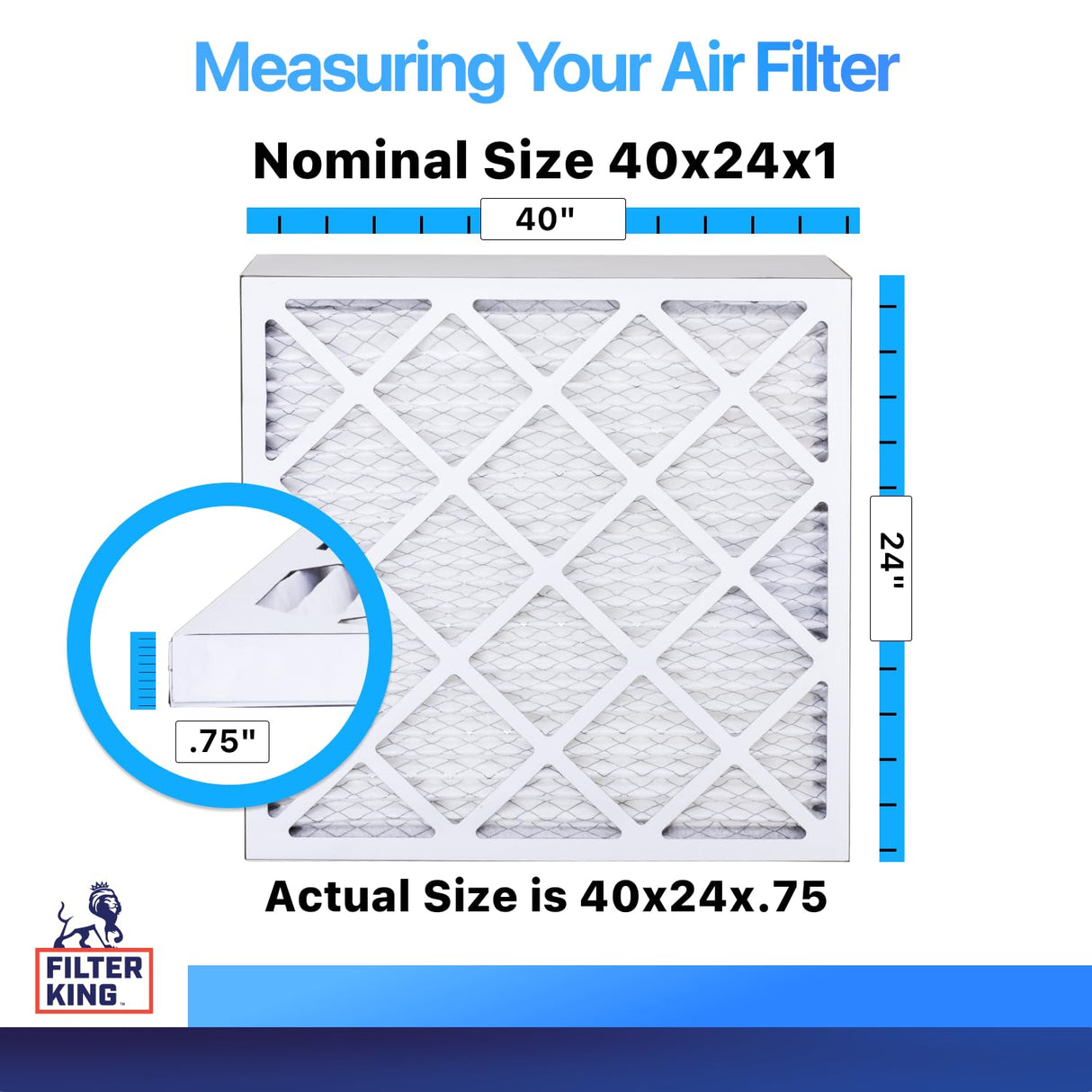 Filter King 40x24x1 Air Filter (MERV 8) (4-Pack) Dust & Allergy Control AC Furnace Filters, MADE IN USA, HVAC, Pleated, Electrostatic (Actual Size: 40 x 24 x .75)