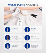 AIRSEE Rechargeable 30000RPM Electric Nail Drill Professional Portable E File Machine for Acrylic Nail Natural Extension Gel Nails Polish Cuticle, Cordless High Speed for Salon Home Use E8 White