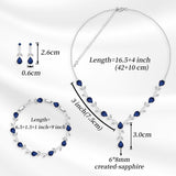 ZCGJWE Blue Sapphire Jewelry Set for Women Party Prom Wedding Necklace Earrings Set Gift for Mother Wife Friend