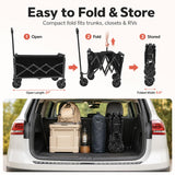 Collapsible Wagon Cart with Wheels Foldable, Compact Folding Utility Wagon