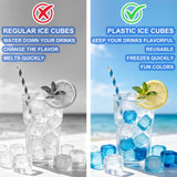 10lb Reusable Ice Cubes, Plastic Cubed Ice Reusable, Non Melting Refreezable Cubes for Chilling Drinks Coolers Bath Camping Party
