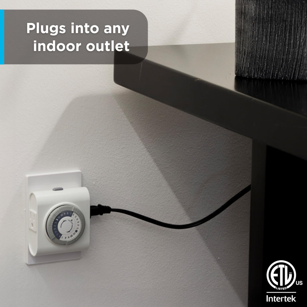 GE 24‑Hour Mechanical Outlet Timer Switch, Dual Grounded Plug‑in Control for Indoor Lighting, Lamps, Christmas Trees, Fans and Small Appliances (2 Pack), 46211