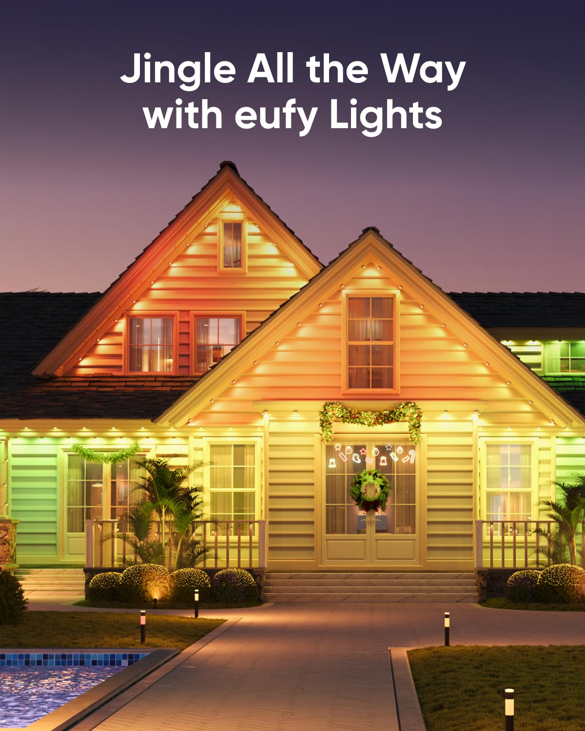 eufy Permanent Outdoor Lights E22, 100ft with 60 Triple-LED Lights, Smart RGBWW for Christmas, Daily and Holiday, IP67 Waterproof, AI Lighting Themes for Christmas Decorations, Links with Cameras