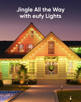 eufy Permanent Outdoor Lights E22, 100ft with 60 Triple-LED Lights, Smart RGBWW for Christmas, Daily and Holiday, IP67 Waterproof, AI Lighting Themes for Christmas Decorations, Links with Cameras