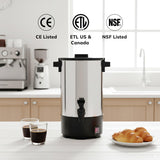 SYBO Commercial Grade Stainless Steel Percolate Coffee Maker, Hot Water Urn for Catering, Hot Beverage Dispenser, 40-Cup, 6L, Metallic