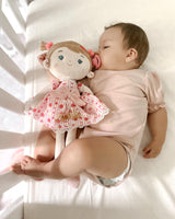 LeyaDoll Soft Baby Doll Toys (16''), My First Baby Rag Doll for 1 Year-Old Girl Birthday Gift, Christmas Plush Toys Gift for Toddler Kids Infants-Strawberry-Girl