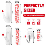 Sinfuo 20 Hooks + 32 Stirps Hanging Variety Pack,Adhesive wall Hooks Heavy Duty,no Damage Large midium Small Sticky Utility Hooks for Outdoor,Tower,Keys