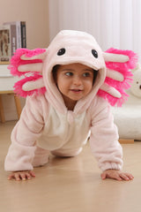 DarkCom Unisex Baby Animal Onesie Toddler Hooded Romper Halloween Cosplay Pink Axololtl Costumes Kids' Christmas Gifts 2-3 Years