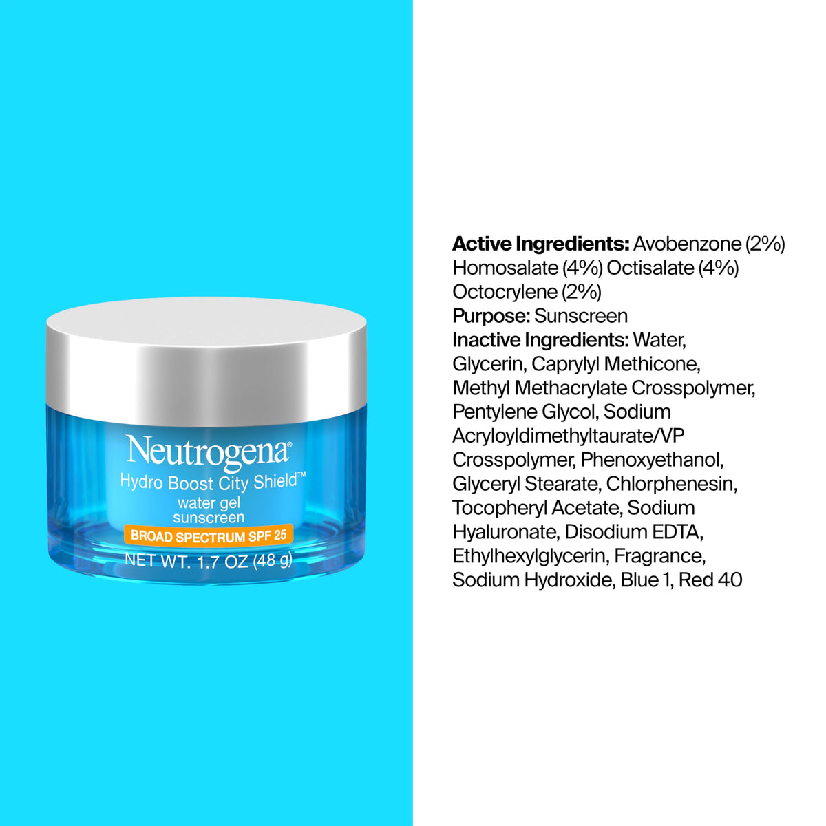 Neutrogena Hydro Boost City Shield Water Gel Face Moisturizer SPF 25 1.7 oz