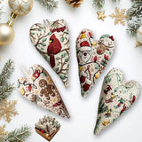 TIMLIFE DIY Heart Shaped Hand Embroidered Christmas Ornament Kit, 2026 New Embroidery Christmas Ornament Kits, Handmade Tree Decoration for Holiday Decorations, Winter Decor (4PCS)