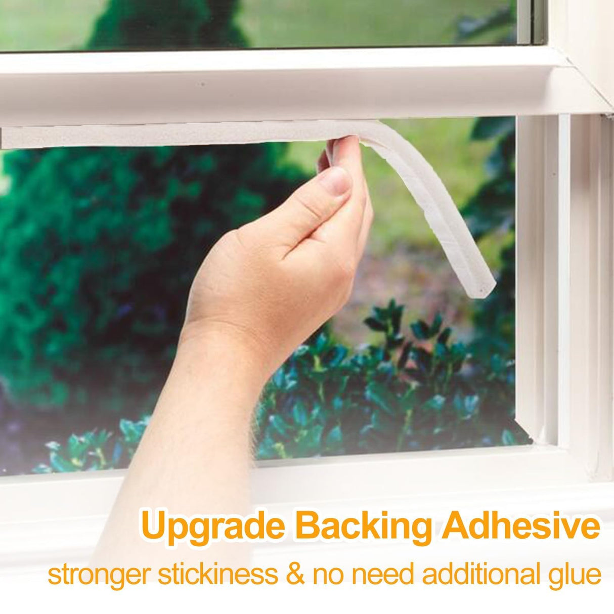 High Density Foam Tape Air Conditioner Window Seal, 1x1 Inch Thick Foam Stripe with Adhesive for Window AC Insulation, Weather Stripping for Doors and Windows Insulation, AC Foam Tape, White