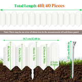 Ruppence 40Pcs 42ft White Garden Edging Border, Plastic Landscape Edging