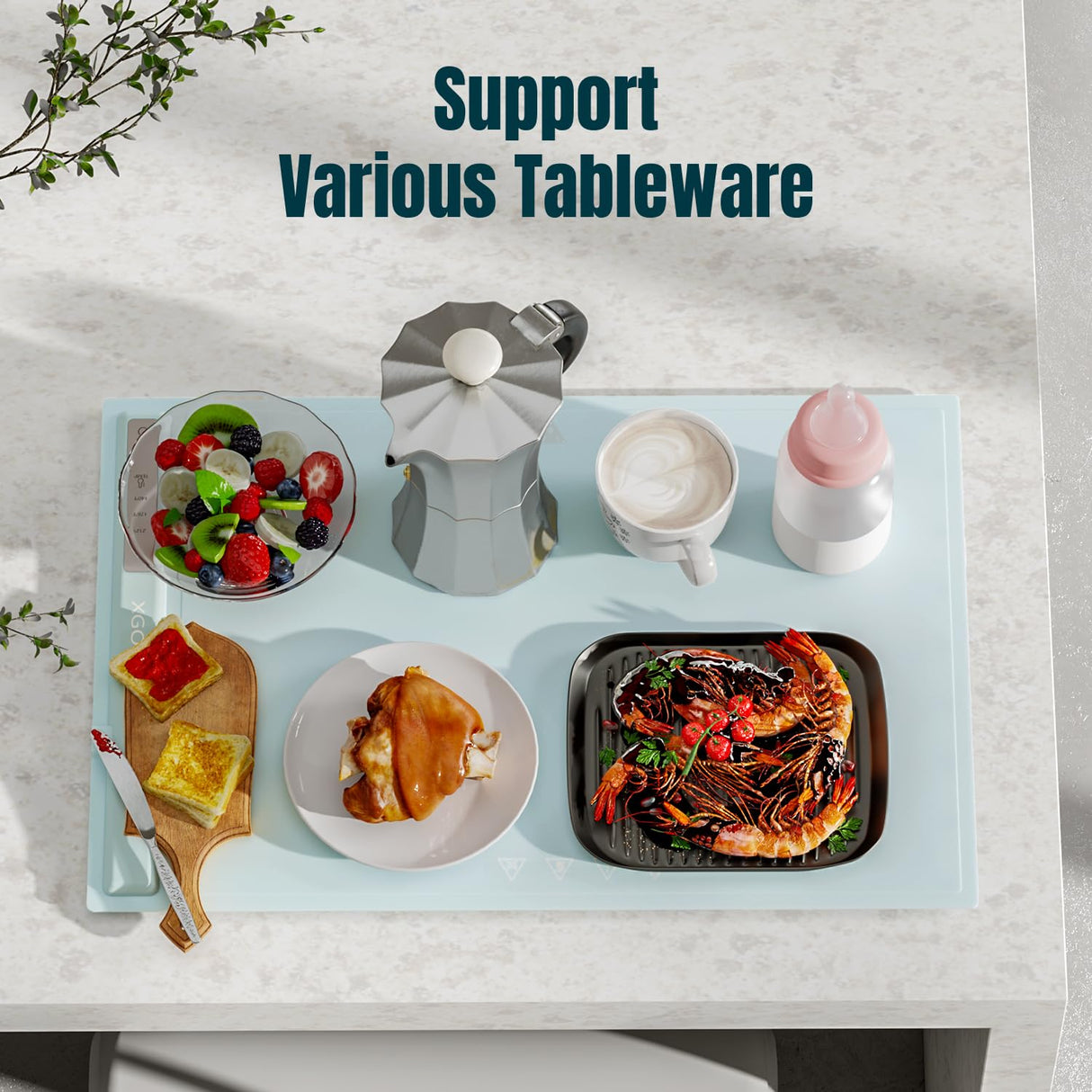 Warming Mat for Food, Food Warming Mat,Electric Warming Tray for Buffets, Fast Heating Silicone Food Warming Mat for for Countertop Parties Home Travel Gatherings Blue