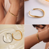 WOWORAMA Dainty Gold Cuff Bracelet for Women, Gold-Plated