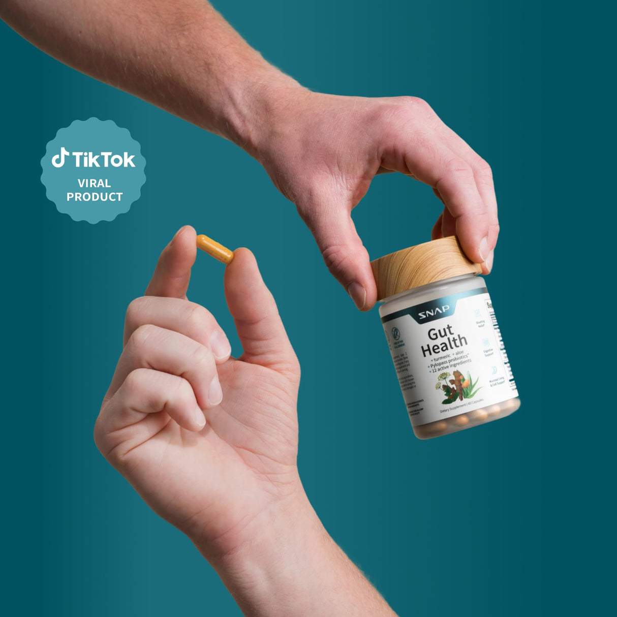 Gut Health Supplement with Turmeric, Aloe & Pylopass Probiotics – Digestive, Bloating & Mucosal Support – 15 Active Ingredients – 50 Capsules