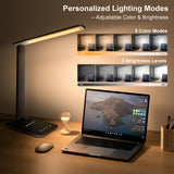 LED Desk Lamp for Office Home, Bright Desk Light with USB Charging Port, Adjustable Dimmable Desk Lamps 5 Modes 5 Brightness, Touch Study Lamp for Nail, Craft, Puzzle, Sewing, Study, White Pro