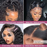 EGOTOI 250% Density HD Lace Front Wigs Human Hair 13x6 Deep Wave Lace Front Wigs Human Hair 28inch Bleached Knots Pre Plucked Curly Human Hair Wig for Women 100% Human Hair Natural Color